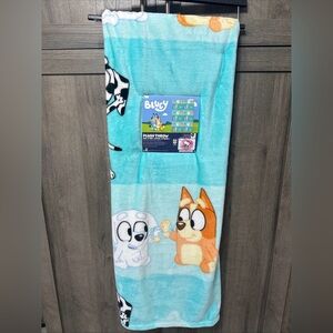 New Bluey & Chloe Bingo & Lila 50" x 70" Aqua Blue Throw Blanket On Hanger